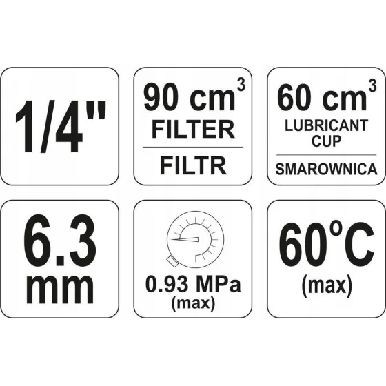 (A) ZESPÓŁ FILTRUJĄCY REDUKTOR + SMAROWNICA 1/4' 90CM3 