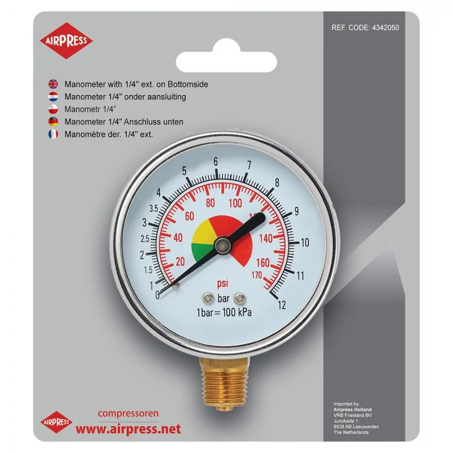 MANOMETR 1/4'' DOLNY GWINT 