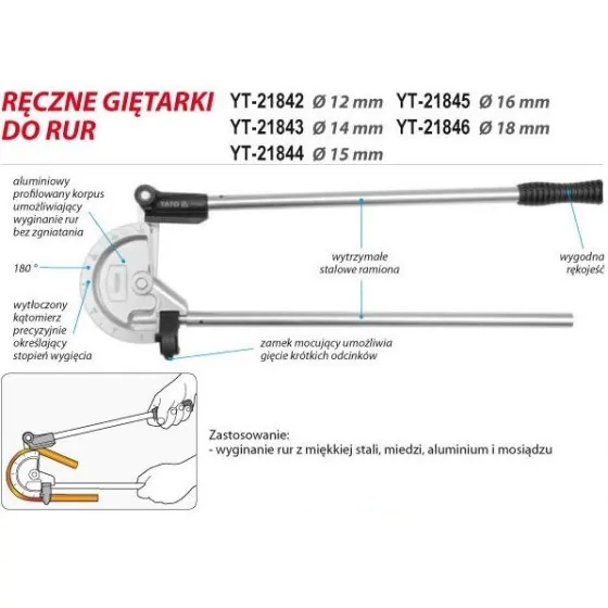 GIĘTARKA DO RUR 18MM - YT-21846.