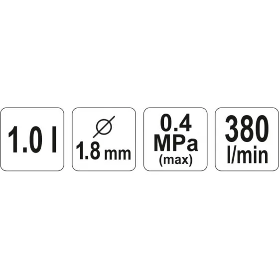 PISTOLET LAKIERNICZY Z DOLNYM ZBIORNIKIEM 1L 1,8M - YT-2346.