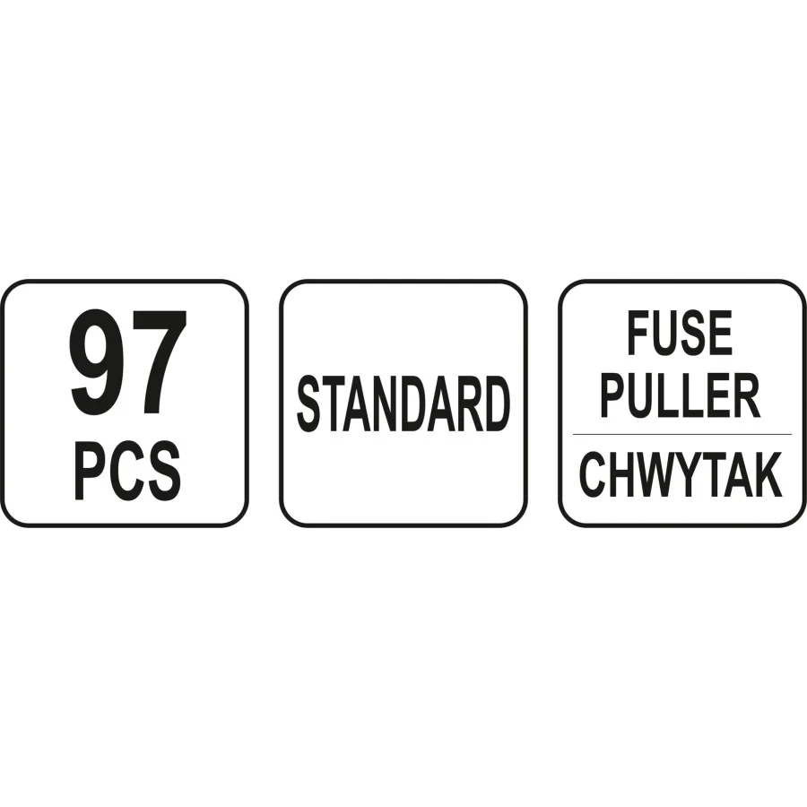 ZESTAW 97 BEZPIECZNIKÓW PŁYTKOWYCH STANDOWYCH - YT-83141.