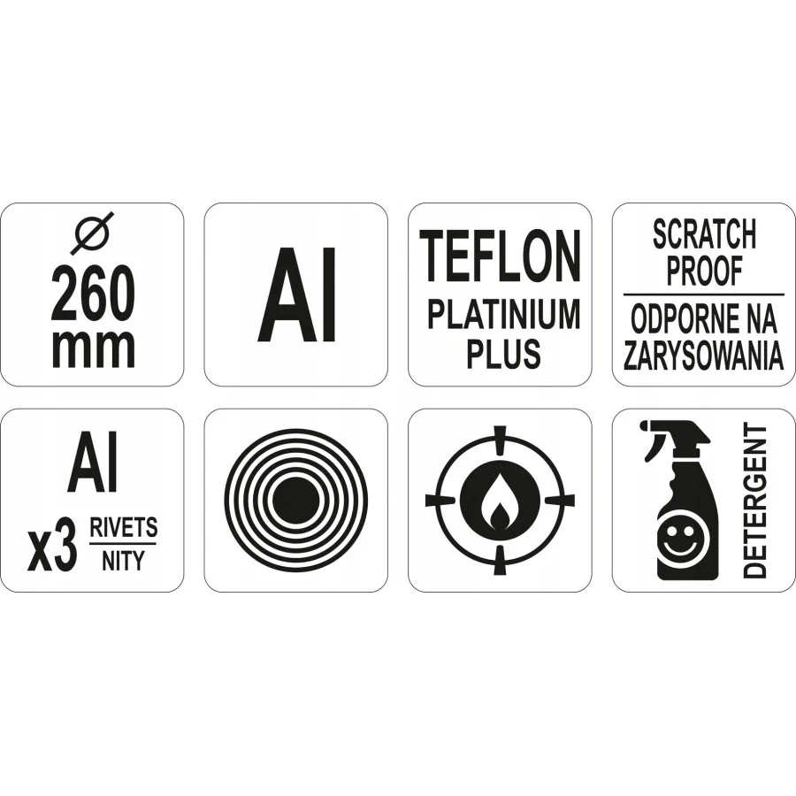 PATELNIA ALUMINIOWA DO NALEŚNIKÓW TEFLON 260MM. - YG-00152.