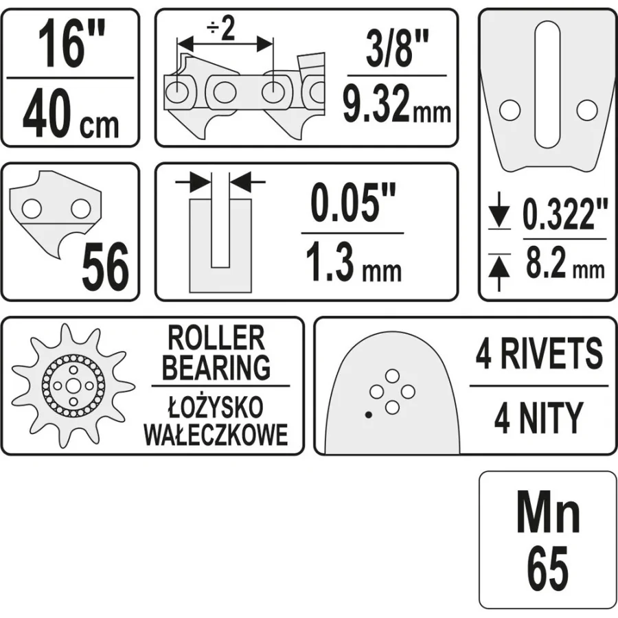 PROWADNICA ŁAŃCUCHA DO PILAREK 16'' 3/8''P 