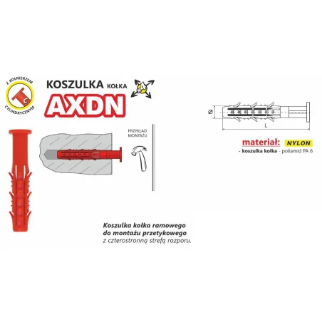 KOSZULKA RAMOWA WSZECHSTRONNA AXDN 12*90MM NYLON 