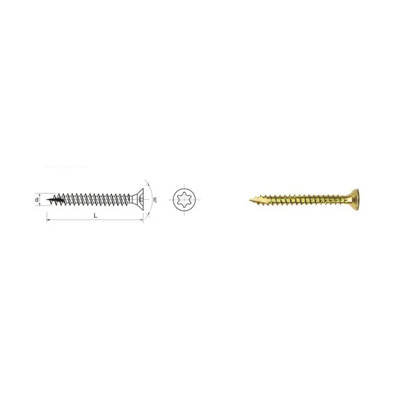 WKRĘT DO DREWNA OCYNK ŻÓŁTY NA TORX PFS+ 3.5*16MM T15 