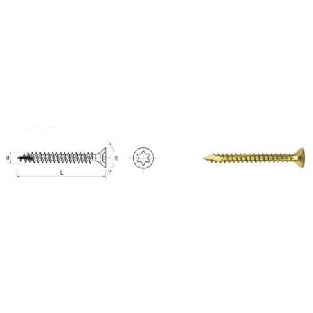 WKRĘT DO DREWNA OCYNK ŻÓŁTY NA TORX PFS+ T20 4.5*25MM 