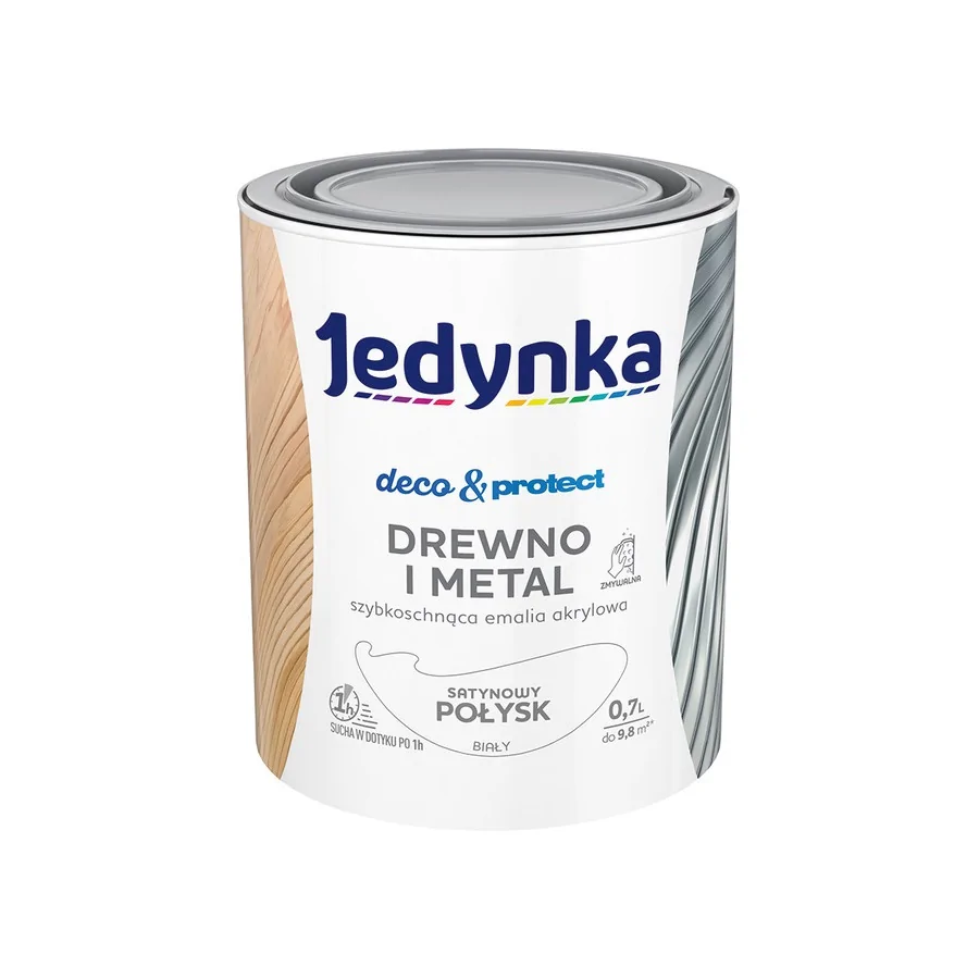 JEDYNKA DECO&PROTECT DREWNO I METAL SATYNA BIAŁY 0,7L 