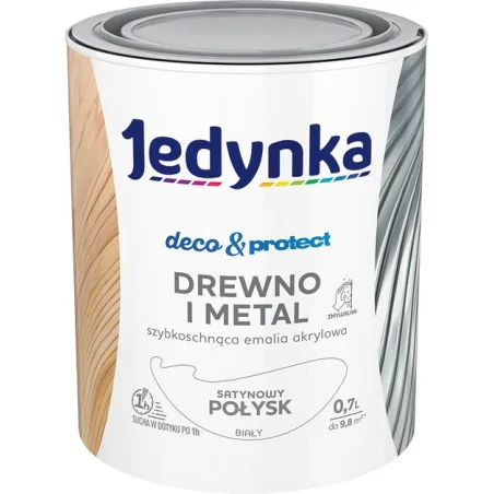 JEDYNKA DECO&PROTECT DREWNO I METAL SATYNA BIAŁY 0,7L 