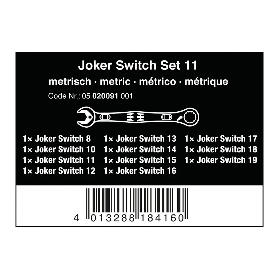 ZESTAW KLUCZY PŁASKO-OCZKOWYCH 6001 JOKER SWITCH 11SZT. 