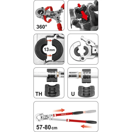 PRASKA HYDRAULICZNA RĘCZNA DO ZACISKANIA ZŁĄCZEK PEX-AL-PEX - YT-21735.