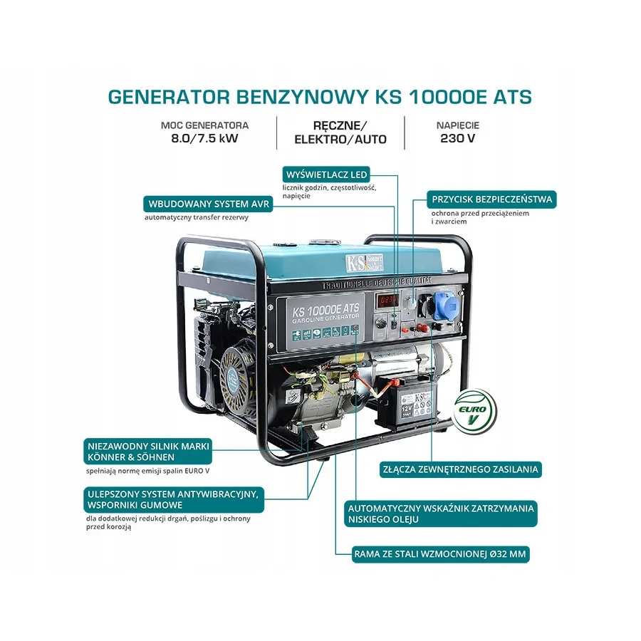 AGREGAT BENZYNOWY 8 KW 1F ATS - KS10000EATS.