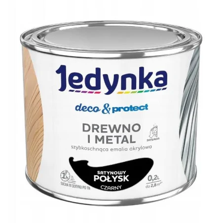 JEDYNKA DECO&PROTECT DREWNO I METAL SATYNA CZARNY 0,2L 