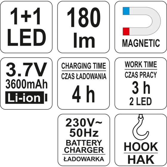 LAMPA WARSZTATOWA 2IN1 LED - YT-08502.