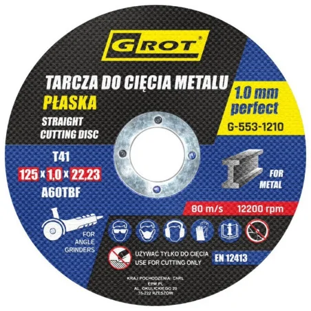 TARCZA PŁASKA T1A 125*1.0*22 KOMPLET 10 SZTUK 