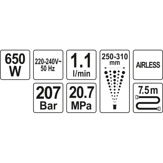 AGREGAT MALARSKI HYDRODYNAMICZNY 650W - YT-82560.