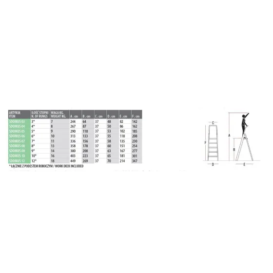 DRABINA SDOMUS06 ALUMINIOWA PROFESJONALNA 6 ST - SDOMUS06.