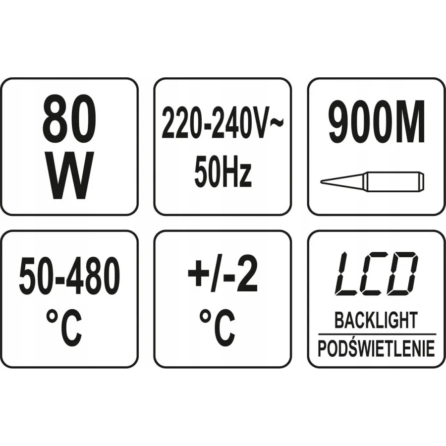 LUTOWNICA OPOROWA 80 W,WYŚWIETLACZ LCD, REGULACJA TEMP. - YT-82701.