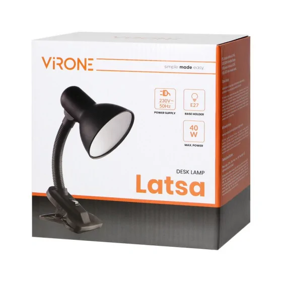 LAMPA BIURKOWA LATSA Z KLIPSEM, 40W, E27 - DL-3/W.