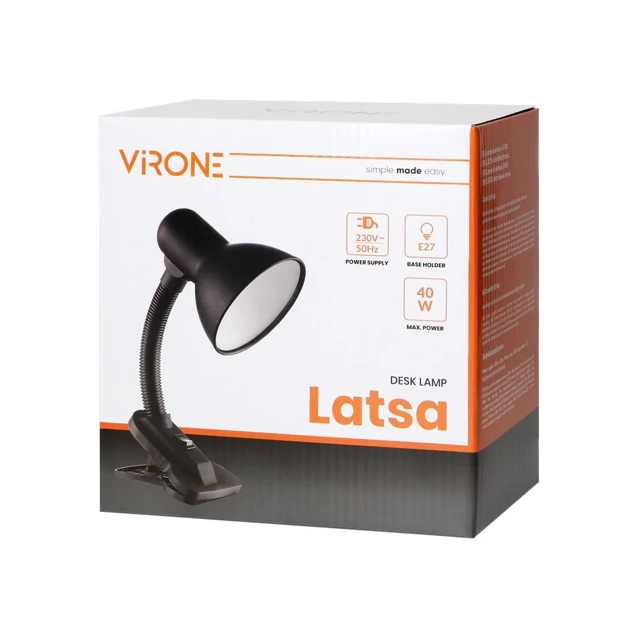 LAMPA BIURKOWA LATSA Z KLIPSEM, 40W, E27 - DL-3/W.