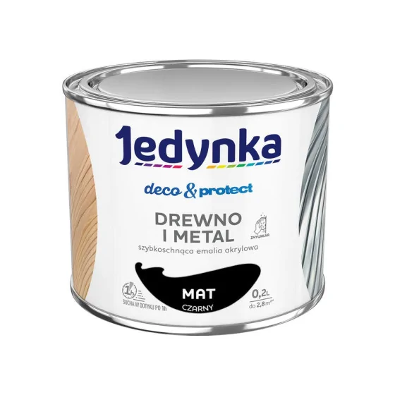 JEDYNKA DECO&PROTECT DREWNO I METAL MAT CZARNY 0,2L 