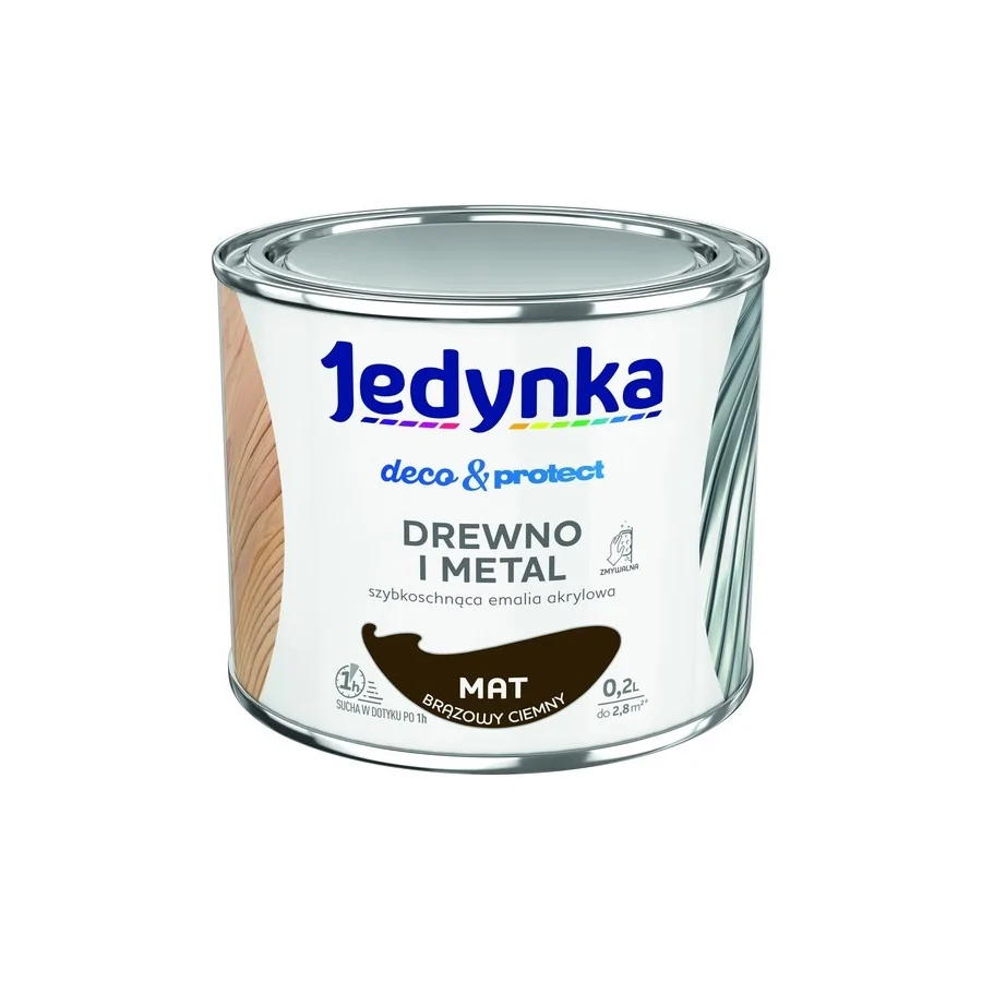 JEDYNKA DECO&PROTECT DREWNO I METAL MAT BRĄZOWY 0,2L 