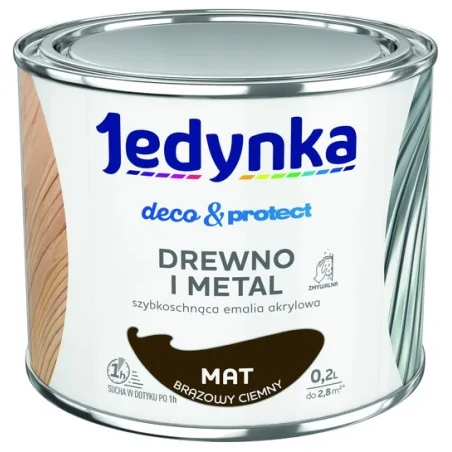 JEDYNKA DECO&PROTECT DREWNO I METAL MAT BRĄZOWY 0,2L 