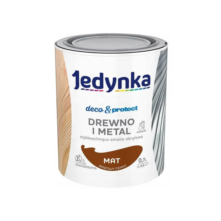 JEDYNKA DECO&PROTECT DREWNO I METAL MAT BRĄZOWY 0,7L 