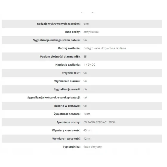 BATERYJNY CZUJNIK DYMU MINI 10 LAT - OR-DC-628.