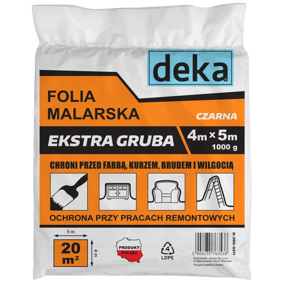 FOLIA MALARSKA EXTRA GRUBA CZARNA 4*5M 1000G 