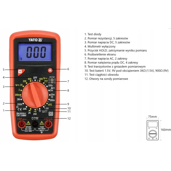 WIELOFUNKCYJNY MIERNIK CYFROWY - YT-73081.
