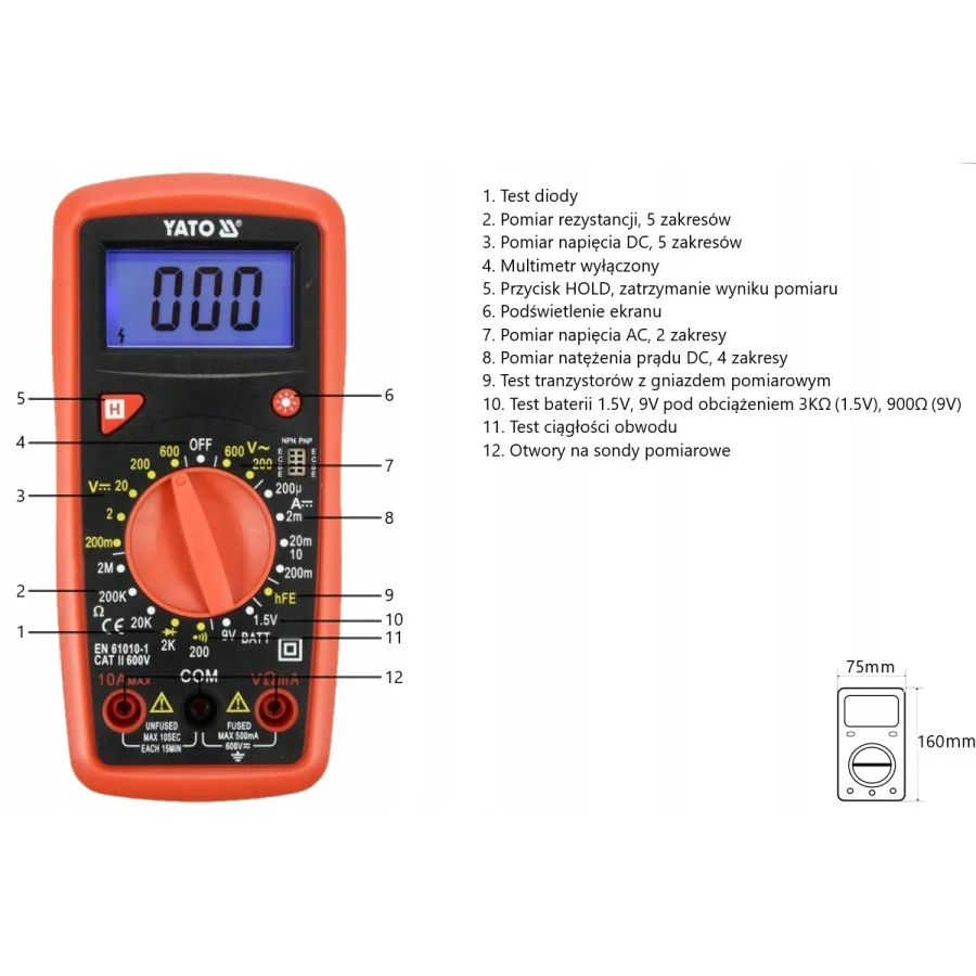 WIELOFUNKCYJNY MIERNIK CYFROWY - YT-73081.