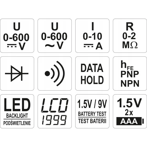 WIELOFUNKCYJNY MIERNIK CYFROWY - YT-73081.