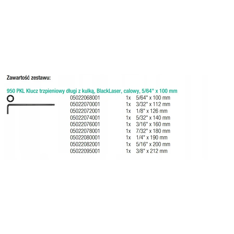 ZESTAW KLUCZY TRZPIENIOWYCH IMPERIAL 950/9 HEX PLUS 9 CZ, - 05022171001.