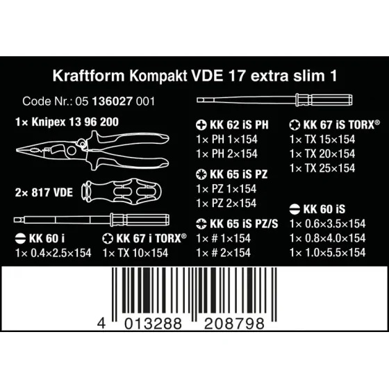 ZESTAW KRAFTFORM KOMPAKT VDE 17 EXTRA SLIM 1, 16 CZĘŚĆ 