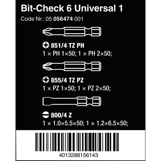 ZESTAW BIT-CHECK 6 UNIVERSAL 1, 6CZ. - 05056474001.