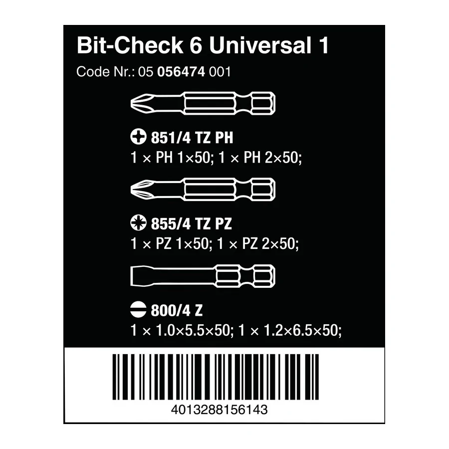 ZESTAW BIT-CHECK 6 UNIVERSAL 1, 6CZ. - 05056474001.