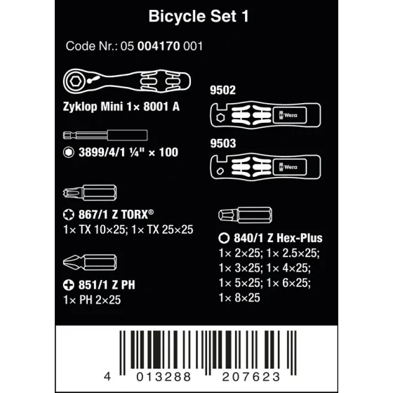 ZESTAW WKRĘTAKÓW BICYCLE SET 1, 14 CZĘŚĆ - 05004170001.