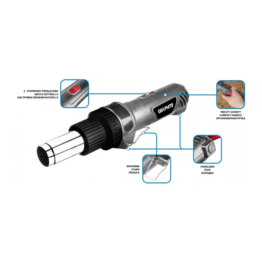 OPALARKA 2000W, ZAKRES TEMP. DO 550OC,2 BIEGI, UCHW.PROSTY - 59G523.