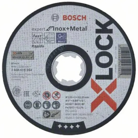 TARCZA TNĄCA X-LOCK INOX+METAL 125*1*22.23 