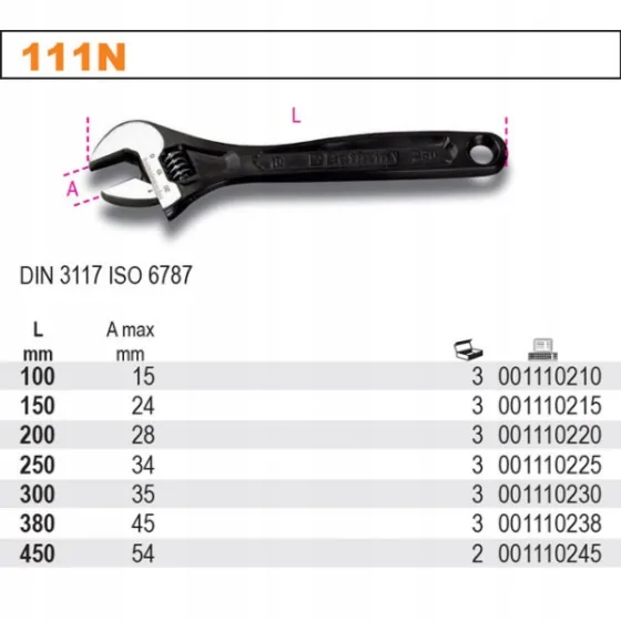 KLUCZ PŁASKI NASTAWNY ZE SKALĄ 150MM - BE111E/150.