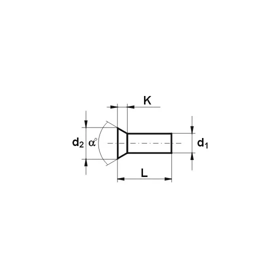 NIT ALUMINIOWY PEŁNY Z ŁBEM STOŻKOWYM PŁASKIM 5.0*20 MM 