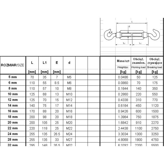 ŚRUBA RZYMSKA HAK+HAK 8*110MM 