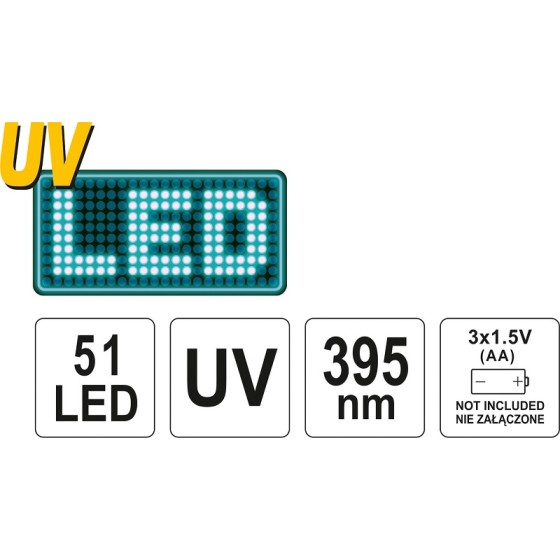 ZESTAW LATARKA UV 51 LED I OKULARY - YT-08581.