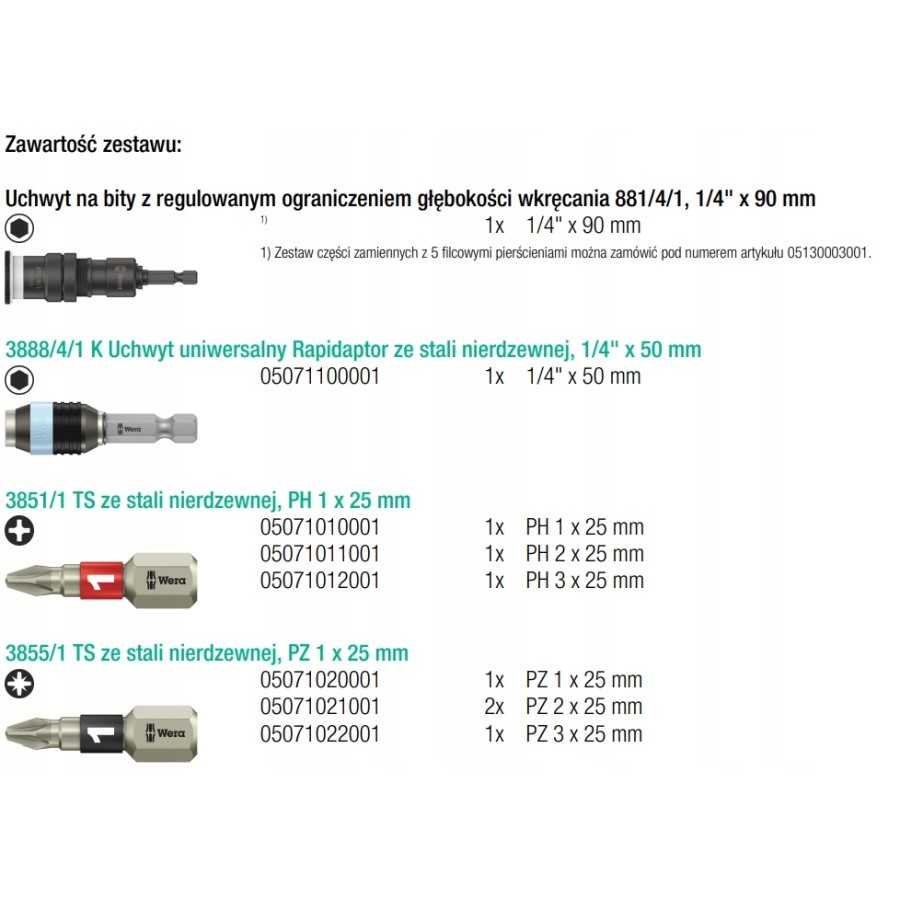 ZESTAW BITÓW+UCHWYT RAPIDATOR DO BUDOWY TARASÓW T1, 21 CZ - 05134021001.