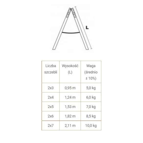 DRABINA DREWNIANA BRAKET STANDARD 2X3 SZCZEBLE 95CM - DDS3.