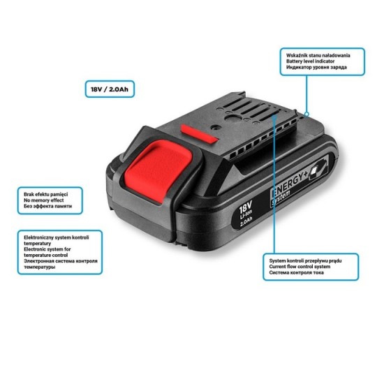 AKUMULATOR ENERGY+ 18V LI-ION 2.0AH - 58G001.