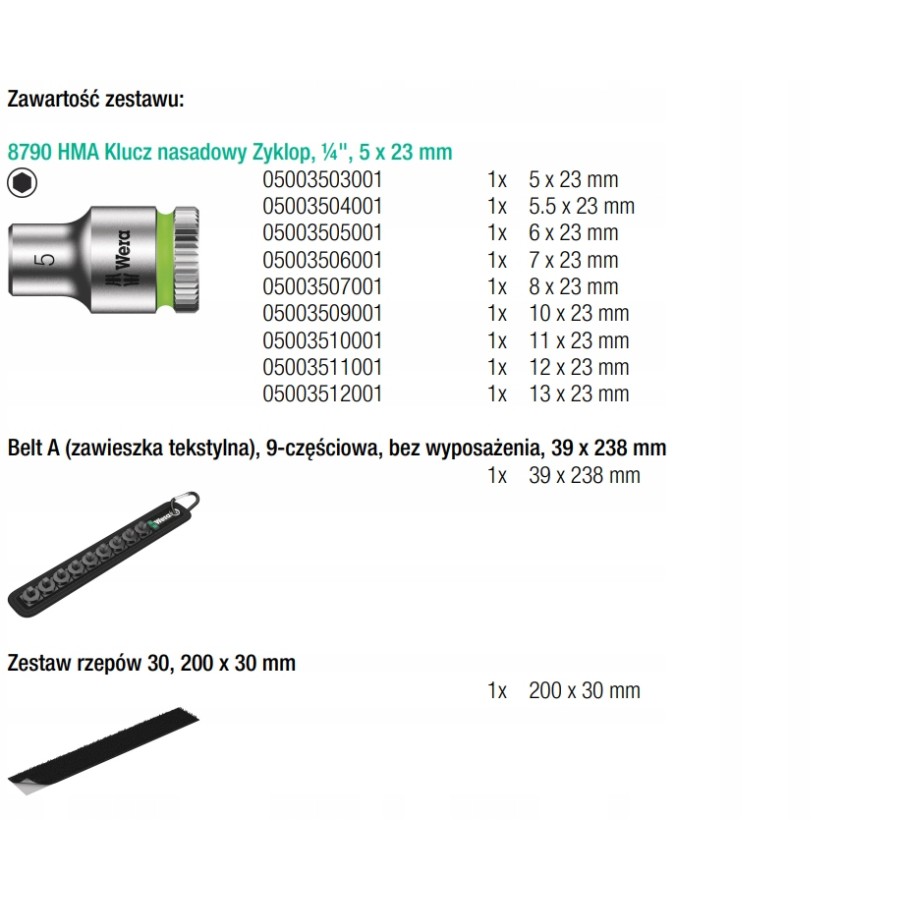 ZESTAW KLUCZY NASADOWYCH ZYKLOP 1/4'', 9 CZĘŚĆ - 05003883001.