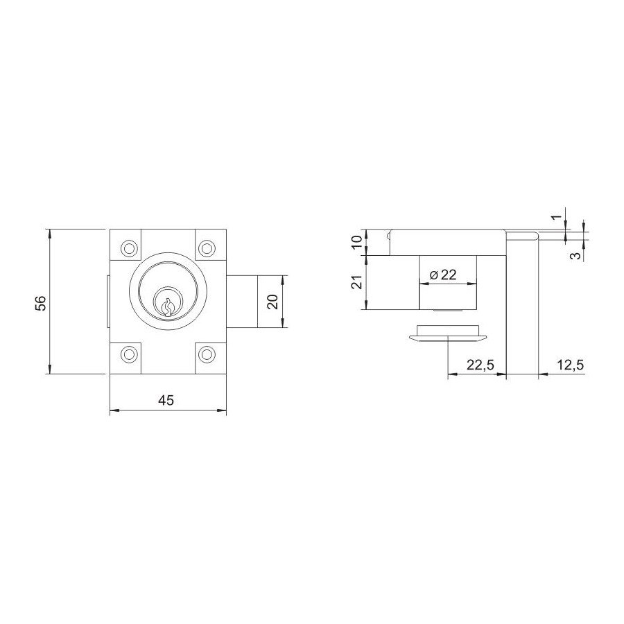 ZAMEK MEBLOWY ZMB-1 NIKLOWANY 