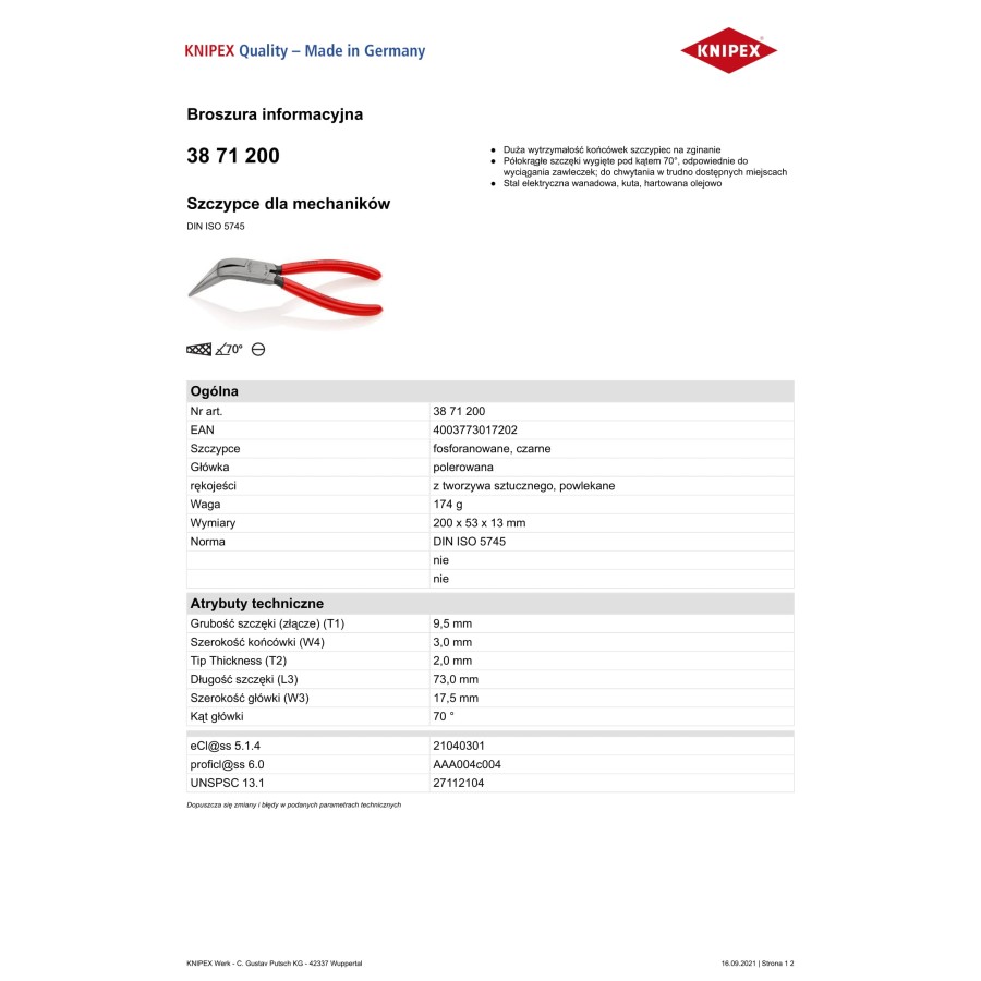 SZCZYPCE DLA MECHANIKÓW 200MM - 38 71 200.