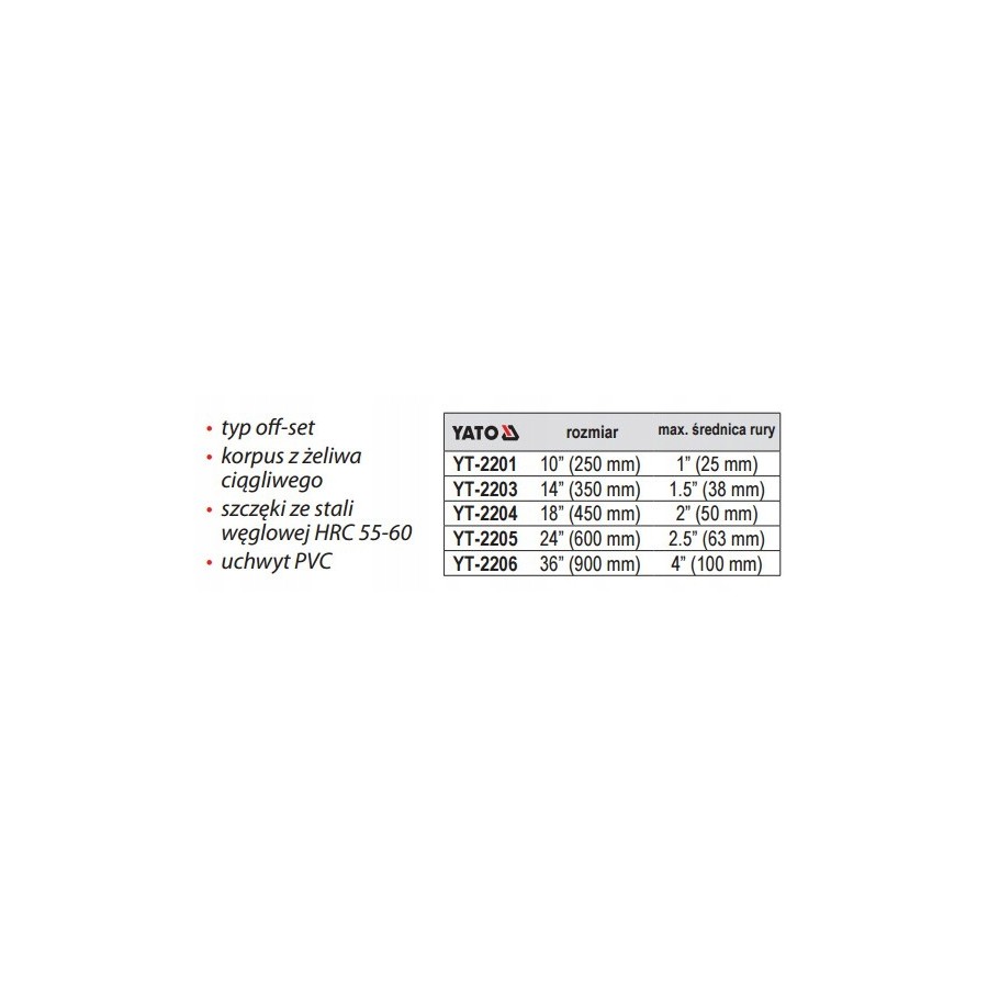 KLUCZ DO RUR STILLSON UCHWYT PCV 600MM - YT-2205.